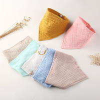 Bavoirs bébé en mousseline réutilisables et portables, bavoirs bandana en U pour la dentition et la bave, couleurs unies, 100% coton, pour garçons et filles