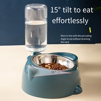 Fontaine automatique 2 en 1 pour animaux domestiques, bol d'alimentation en plastique écologique à motif solide pour chiens et chats