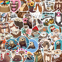50 autocollants en vinyle imperméables en PVC, motif animaux de dessin animé (ouettes), pour décoration DIY d'ordinateurs portables, guitares, bagages, tasses, pour adolescents et adultes