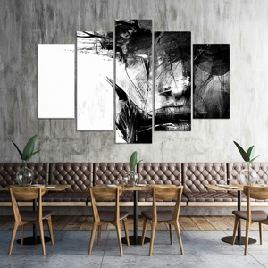 Abstract Woman <b>Canvas</b> Print: Minimalist Black and White <b>Wall</b> Art,SET OF 5 MIX <b>CANVAS</b> - Product Image 3
