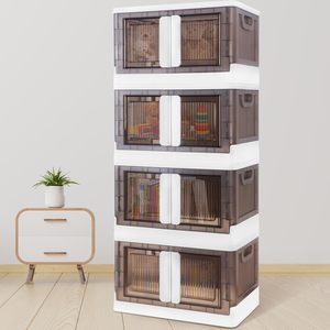 Collapsible <b>Storage</b> Bins with Lids and Wheels Stackable Plastic Foldable <b>Cabinets</b> <b>for</b> Closet and <b>Garage</b> Shoe <b>Storage</b> - Product Image 2