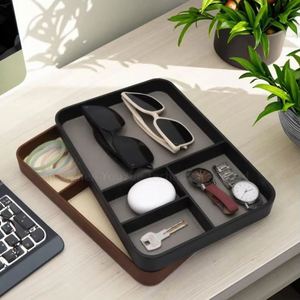 Quick Ship Durable PU Leather Desk Organizer Tray-Modern Design with Embossing Printing for Promotional <b>Gifts</b> & <b>Office</b> Use - Product Image 1