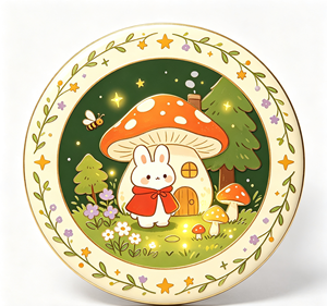 Plato de Porcelana con Forma de Conejo, Plato Redondo de Cerámica para Postre, Diseño de Bosque de Hongos, Vajilla para Fiestas - Product Image 2