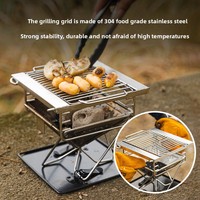 Réchaud à bois portable de petite taille en acier inoxydable, équipement de camping, barbecue au charbon de bois de table