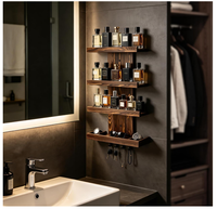 Rak Penyimpanan Parfum Dinding untuk Pria, Organizer Cologne Custom, Rak Display Kayu 4 Tingkat, Stand Makeup untuk Kamar Mandi dan Kamar Tidur