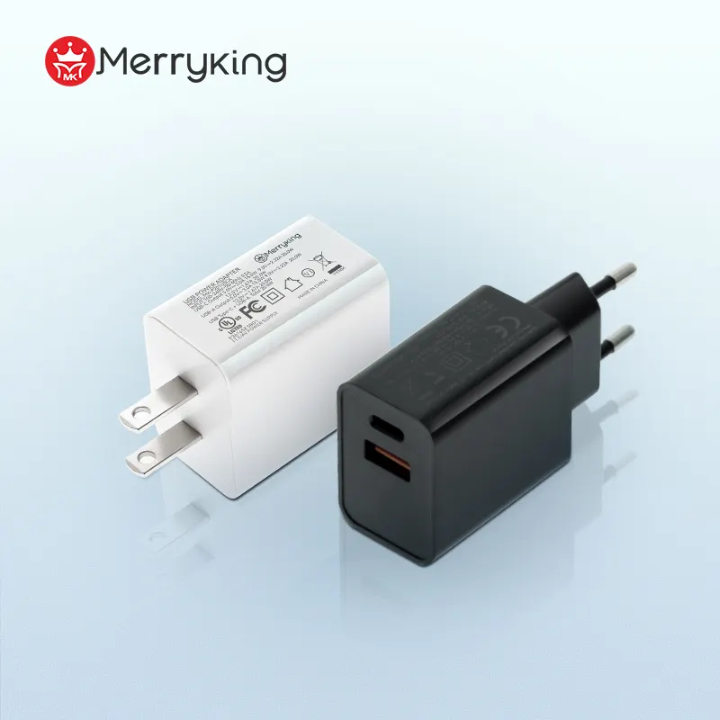 Global Certification EU Plug 20V 1.5A Travel Adapter Type-C USB Home Charger 30W PD USBC Charger for Wireless Earphone