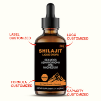Marques privées, gouttes liquides de Shilajit naturel pur de l'Himalaya, stimulant énergétique, soutien immunitaire, vitamines pour femmes et hommes, 60 ml