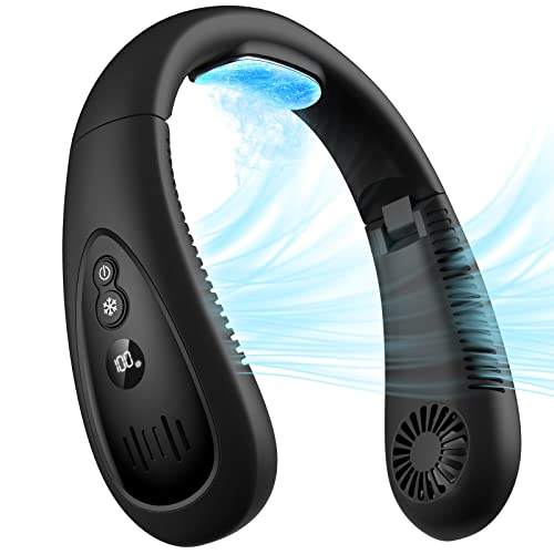 Portable Neck Fan Cooling Plate 360Cooling Airflow 5000mAh Rechargeable USB Hands-Free Bladeless Foldable 3-Speed Wearable Fan