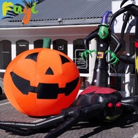 Expédition rapide, lanterne géante gonflable classique Jack-O'-Lantern très résistante avec visage noir pour la décoration de vitrine d'Halloween