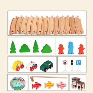 Jouet de train en bois en gros, scènes de circulation routière, ferroviaire et forestière, jouet éducatif, modèle de voitures populaires, jouet de construction <span class=keywords><strong>pour</strong></span> enfants - Product Image 3