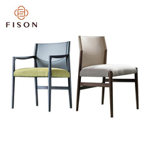 Chaise de salle à manger en bois massif de style Wabi-sabi, moderne et luxueuse, avec assise en tissu, chaise nordique italienne simple avec accoudoirs en coton et lin