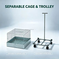 Cage de transport pour petits animaux en acier galvanisé avec chariot amovible, chariot de transport pour animaux de compagnie à roulettes pour lapin, cochon d'Inde