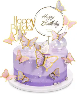 10 Stuks Rumba Vlinder Cake Decoraties Romantische Gelukkige Verjaardag Acryl Cake Toppers Geschikt Voor Baby Shower Bruiloftsfeest