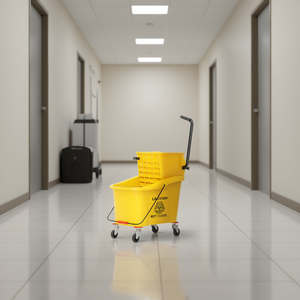 Carro de limpieza con cubeta para mopa, 4 ruedas con rueditas para limpieza de pisos, material PP abierto - Product Image 2