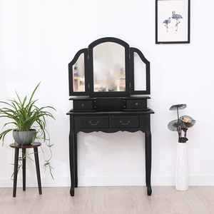 Solid Wood <b>Dressing</b> <b>Table</b> <b>With</b> Mirror And <b>Storage</b> Drawers For Makeup Vanity Use - Product Image 3