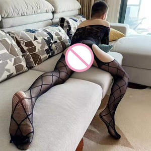 Collants résille noirs en nylon fins et transparents pour hommes, longs, une pièce, pour travestissement, Printemps 2024 - Product Image 5