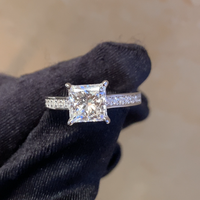 Bijoux fins en or massif 18 carats, diamant de laboratoire taille princesse VVS1 D personnalisé, bague de fiançailles et de mariage pour femme, cadeau d'anniversaire