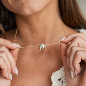 Collar de moda personalizado Diy Charm colgante 14K chapado en oro círculo piedra de nacimiento con collar de diamantes - Product Image 2