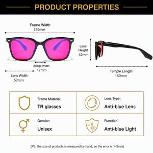 Sunray Structured Square TR Full Rim Frame Red Tinted Lens U Slot Twin Dot Rivet Unisex OEM Blue Light Blocking Glasses - Product Image 3
