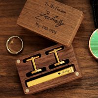 Gemelos con nombre personalizado en caja de madera, regalos de padrino de boda y regalo de despedida de soltero para papá para boda o compromiso