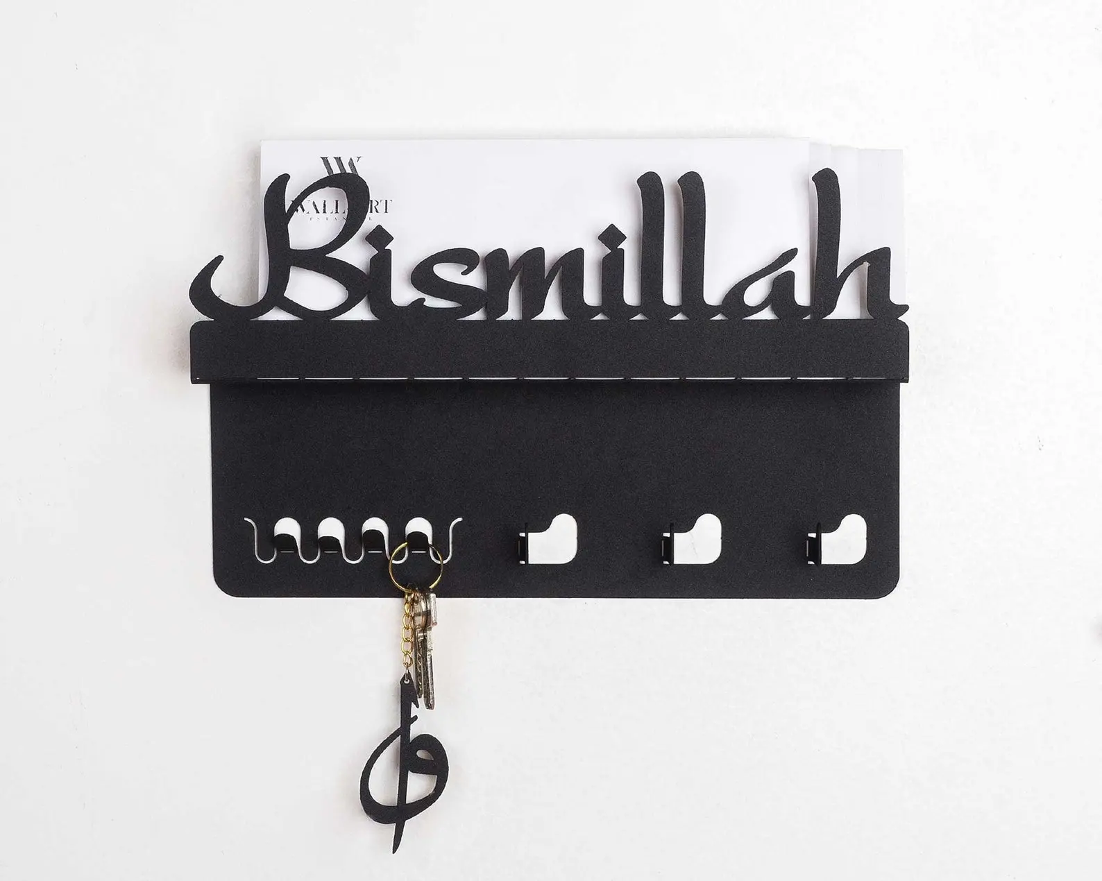 Pasokan pabrik Bismillah gantungan kunci logam Islami, gantungan kunci dekorasi dinding seni dinding Islam, rak kunci seni dekorasi rumah