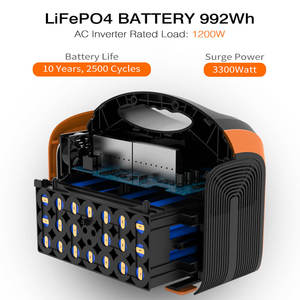 Factory Supply 1kw Lifepo4 Battery 992wh Tragbare Powerstation Outdoor 1000w Portable Power Station 1200w Solar Generator - Product Image 4