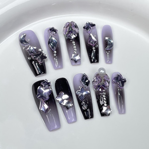 Alta calidad 10PCS <span class=keywords><strong>Uñas</strong></span> hechas a mano Forma de ataúd <span class=keywords><strong>Uñas</strong></span> postizas Kit de mujer Prensa 3D en las <span class=keywords><strong>uñas</strong></span> - Product Image 4