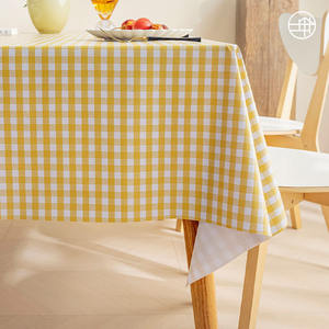 SkCheckered PVC <b>Tablecloth</b> Rectangle Geometric Pattern <b>Waterproof</b> Home Use Washable Dining Table Cover - Product Image 2
