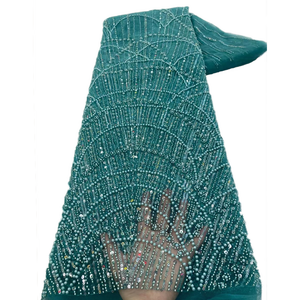 NI.AI gaun pernikahan pengantin, renda jaring manik-manik renda Afrika Tulle kualitas tinggi dengan payet bordir kain renda untuk - Product Image 4