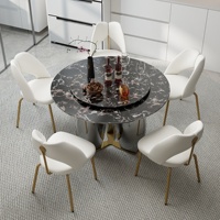 Table à manger moderne en marbre ATUNUS, base en acier inoxydable doré en forme de U, pour salle à manger et salon