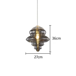 <span class=keywords><strong>Lampe</strong></span> à <span class=keywords><strong>suspension</strong></span> LED en <span class=keywords><strong>verre</strong></span> vintage moderne ambre/gris fumée lustre rétro pour salle à manger salon - Product Image 4