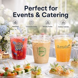 Gobelets en plastique jetables transparents PET de 14 oz en vrac avec couvercles – Vaisselle écologique pour boissons froides, idéale pour événements et fêtes - Product Image 2