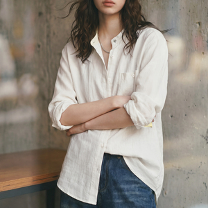 Chemise <span class=keywords><strong>Femme</strong></span> Maden Style Preppy Décontractée Col Mandarin Légère Coupe Ample Minimaliste Tendance Automne 2026 - Product Image 2