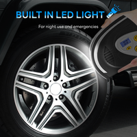 Gonfleur de pneus portable 12V avec manomètre numérique ABS, autonomie de 30 minutes, 5 LED haute luminosité, lumière d'urgence, gonflage rapide