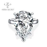 क्लासिक डिजाइन शुद्ध 925 स्टर्लिंग चांदी बड़ा आकार 10 कैरेट हीरे की अंगूठी सेट के साथ पानी ड्रॉप अंगूठी