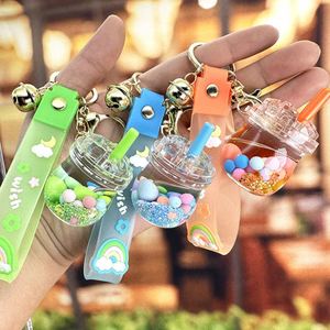 New Arrival Milk Tea Cup Keychain With Liquid Quicksand Bubble Tea Keychain Fruit Milk Tea Keychain - Product Image 3