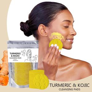 Échantillon gratuit offert tampons d'acide curcuma et kojique éclaircissants exfoliants anti acné contrôle de l'huile soins de la peau tampons nettoyants pour le visage - Product Image 3