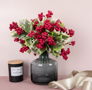 Cành nhân tạo quả Holly đỏ giả sống động như thật 22cm dùng trang trí nhà cửa dịp Tết và Giáng sinh - Product Image 2