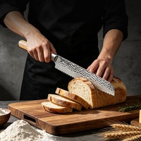 7-in-1 Hamerpatroon RVS Koksmessenset Natuurlijk Houten Handvat Multifunctionele Keukenmessen Voedselbereiding Professioneel