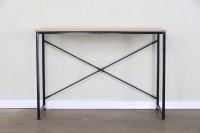 Bureau d'ordinateur moderne avec structure métallique KD, table d'écriture industrielle simple avec support en X renforcé, mobilier de bureau à domicile durable