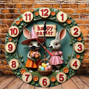 Round Wooden Wall <b>Clock</b> 25x25Cm Rustic Wood Grain <b>Silent</b> Non Ticking Farmhouse Home Decoration <b>Clock</b> - Product Image 5