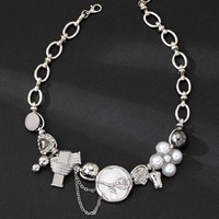 Collier élégant gothique en forme de coquille de rose avec breloque croix en zircon cubique, ras-de-cou à chaîne à pampilles, bijoux punk, cadeau, vente en gros