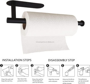 Soporte Autoadhesivo de <span class=keywords><strong>Metal</strong></span> para Papel de Cocina, Toallas de Papel, Almacenamiento en el Baño, para Montar Debajo del Gabinete - Product Image 4