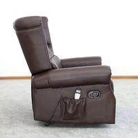 Antiker Luxus-Sessel mit Hoher Rückenlehne und Flügeln, Robuster Relaxsessel, Vintage-Leder mit Knöpfen, Rollarmlehnen, Modernes Design aus Holz