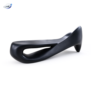 Banco de Patio Moderno de Fibra de Vidrio Negro, 2 Asientos, Diseño Curvo, Asientos para Exteriores, Duradero - Product Image 6
