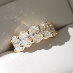 IGI Certified Vvs Lab Made Diamond Wedding <b>Ring</b> Custom 925 <b>Silver</b> Yellow Gold Lab Created Diamond Anniversary <b>Ring</b> Women Jewelry - Product Image 1