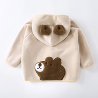 Manteau d'hiver pour enfants, à capuche, fermeture éclair, épais, chaud, doublé de polaire, imprimé de dessins animés d'animaux, parka unisexe pour enfants