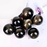 Vente en gros de pierres de guérison naturelles boule d'obsidienne dorée pierre de Reiki artisanat pour la méditation
