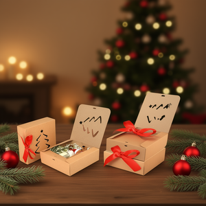 กล่องของขวัญคริสต์มาสแบบเปิดฝาพลาสติก สำหรับบรรจุภัณฑ์วันหยุด ใช้เก็บและจัดแสดงของขวัญในเทศกาล - Product Image 2