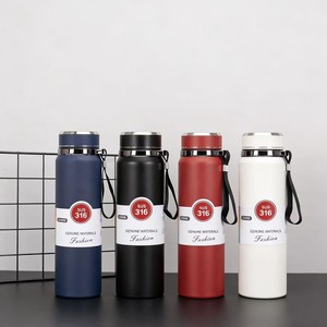 316 Stainless Steel Thermos <b>Flask</b> Large Capacity Vacuum Insulated Travel Water <b>Bottle</b> With Carrying Strap Portable Outdoor Use - Product Image 1